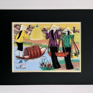 VIETNAM Quilled Paper 3D ARTWORK / Colorful TRADITIONAL RURAL Village Scene
